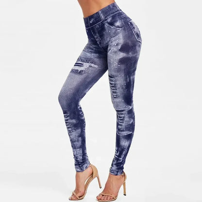 Damen High-Waist Stretch Leggings – Denim-Look, Figurbetont & Bequem für den Alltag Leggings JLR Design