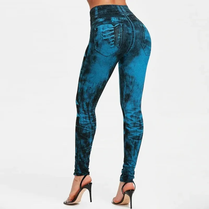 Damen High-Waist Stretch Leggings – Denim-Look, Figurbetont & Bequem für den Alltag Leggings JLR Design