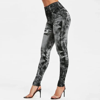 Damen High-Waist Stretch Leggings – Denim-Look, Figurbetont & Bequem für den Alltag Leggings JLR Design