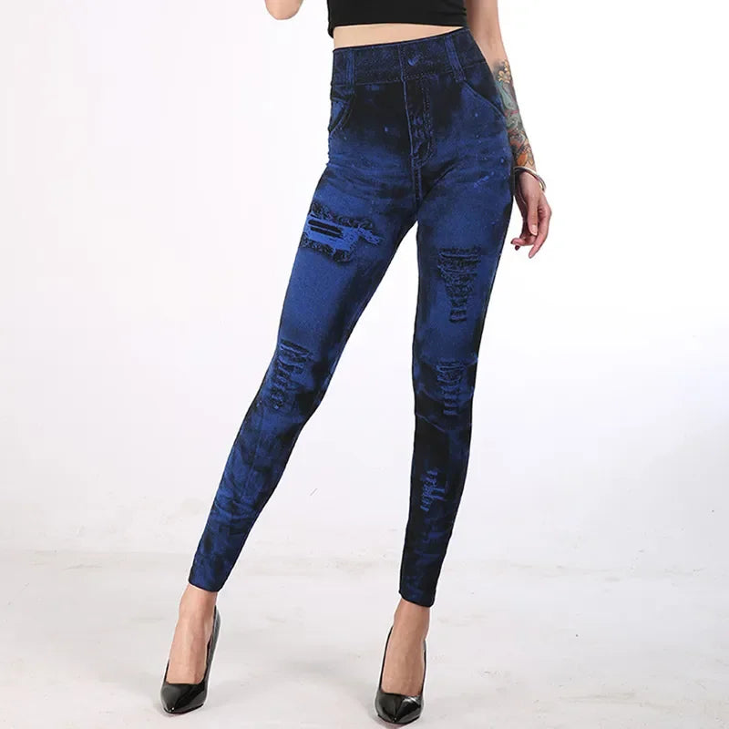 Damen High-Waist Stretch Leggings – Denim-Look, Figurbetont & Bequem für den Alltag Leggings JLR Design