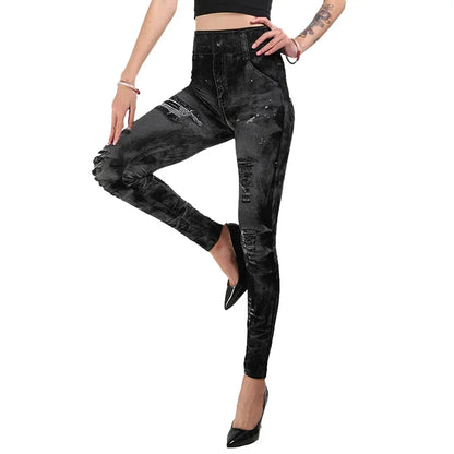 Damen High-Waist Stretch Leggings – Denim-Look, Figurbetont & Bequem für den Alltag Leggings JLR Design