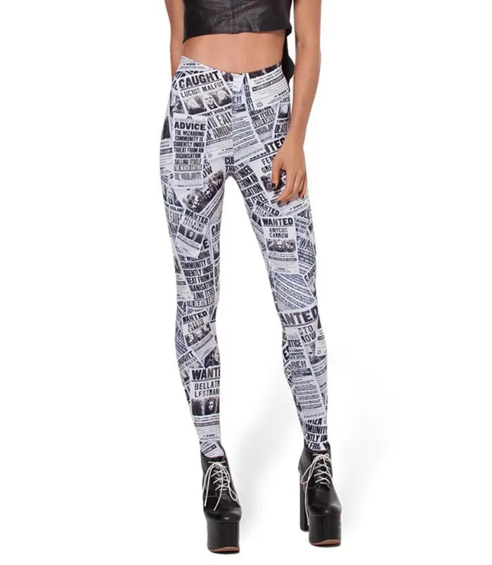 Damen Leggings mit Newspaper Print Leggings JLR Design