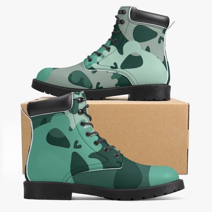 Dark Green Skull Leder Boots | Stylische und Warme Winterstiefel Boots JLR Design