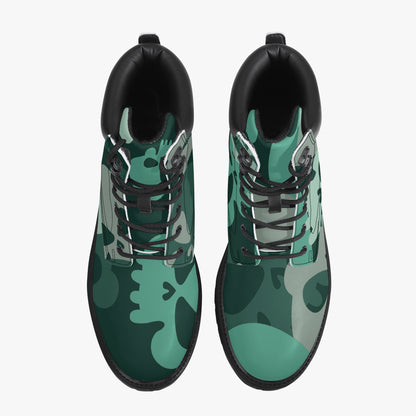 Dark Green Skull Leder Boots | Stylische und Warme Winterstiefel Boots JLR Design