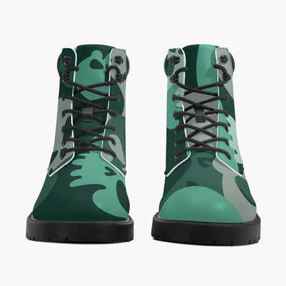 Dark Green Skull Leder Boots | Stylische und Warme Winterstiefel Boots JLR Design