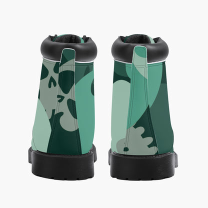 Dark Green Skull Leder Boots | Stylische und Warme Winterstiefel Boots JLR Design