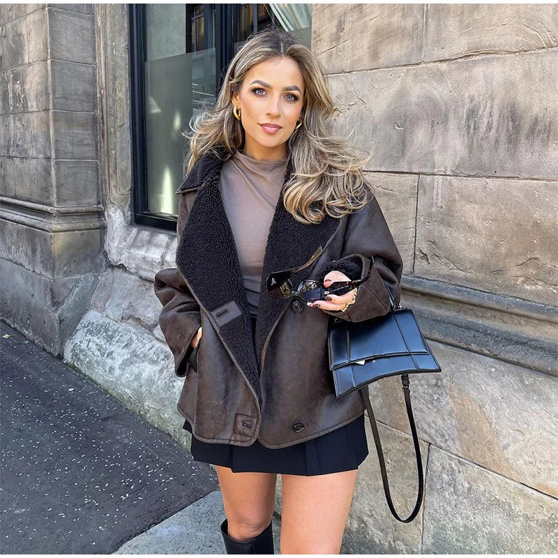 Dicker Faux-Shearling Loose Coat Jacke JLR Design