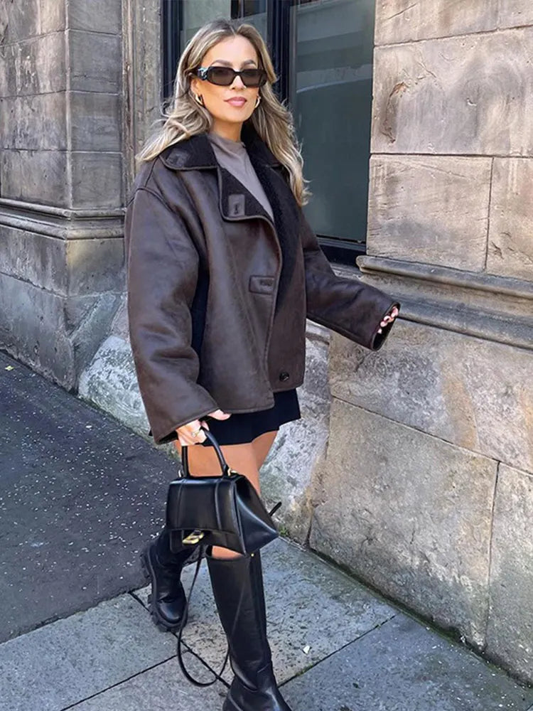 Dicker Faux-Shearling Loose Coat Jacke JLR Design