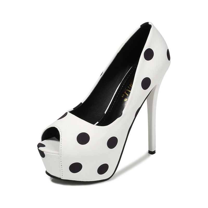 Dotted Fish Mouth Heels High Heels JLR Design