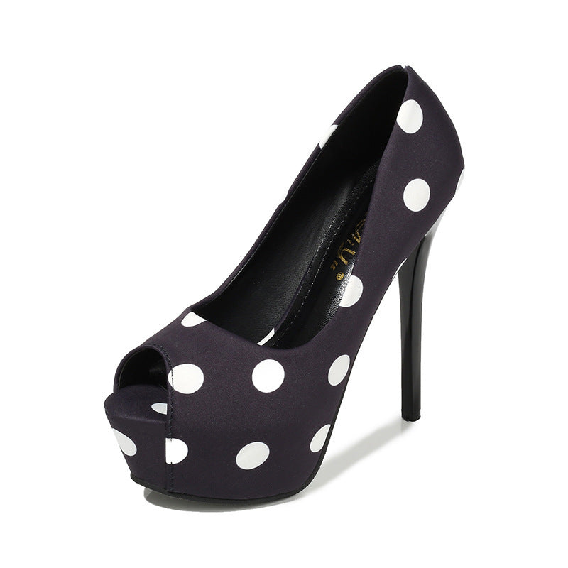 Dotted Fish Mouth Heels High Heels JLR Design