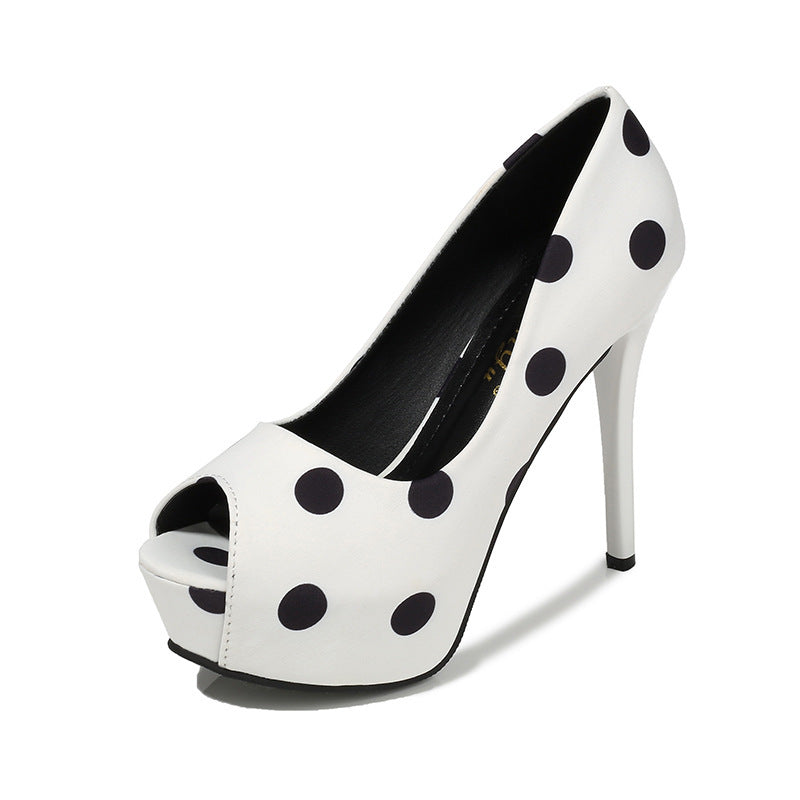 Dotted Fish Mouth Heels High Heels JLR Design