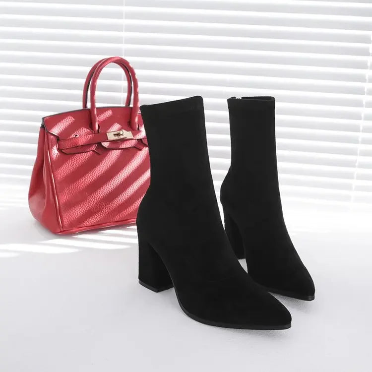 Edle Sock-Boots mit Blockabsatz High Heels 56.99 Chelsea, Heels, High JLR Design