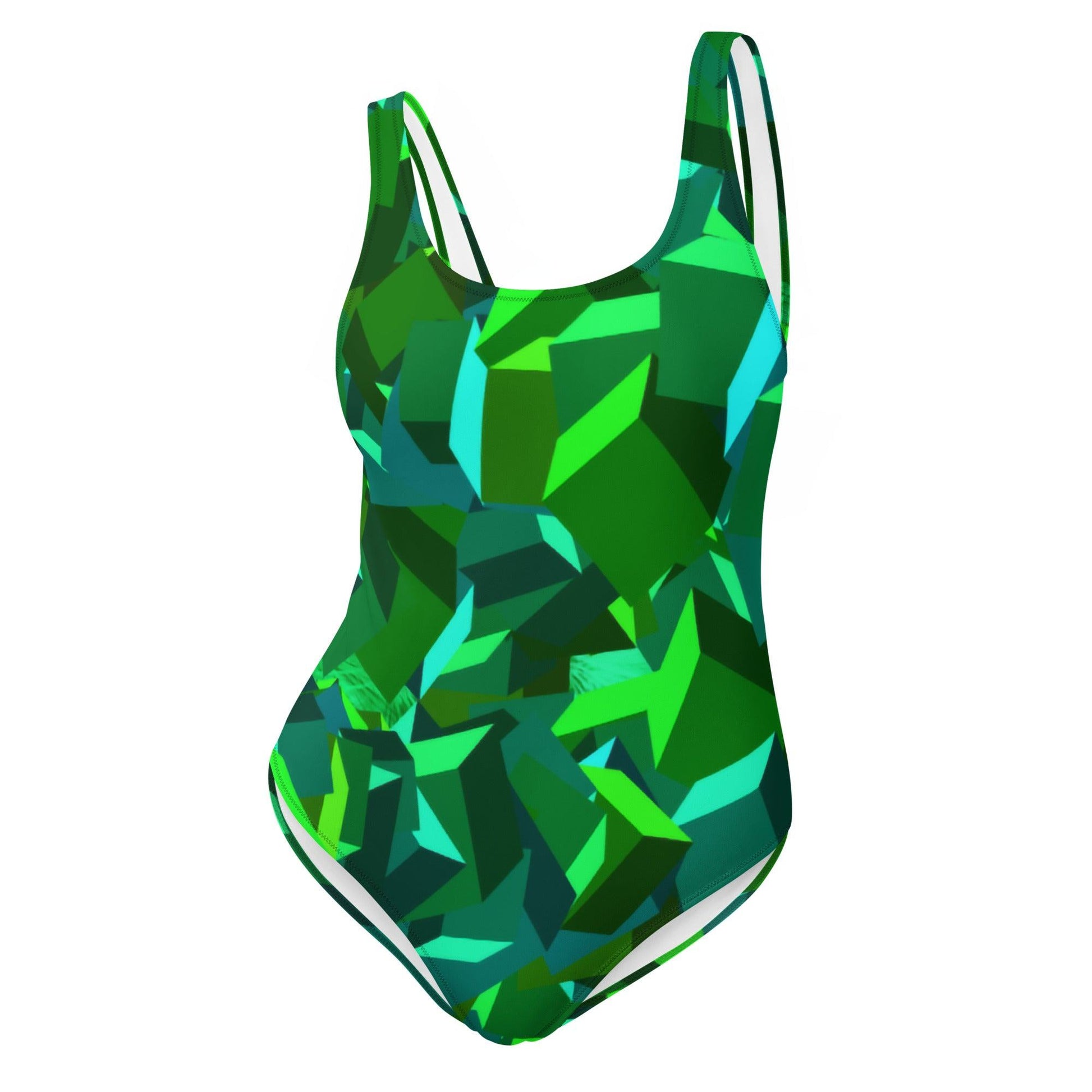 Einteiliger Green Cube Badeanzug mit Cheeky Passform Badeanzug 56.99 badeanzug, cube, Damen, Green JLR Design