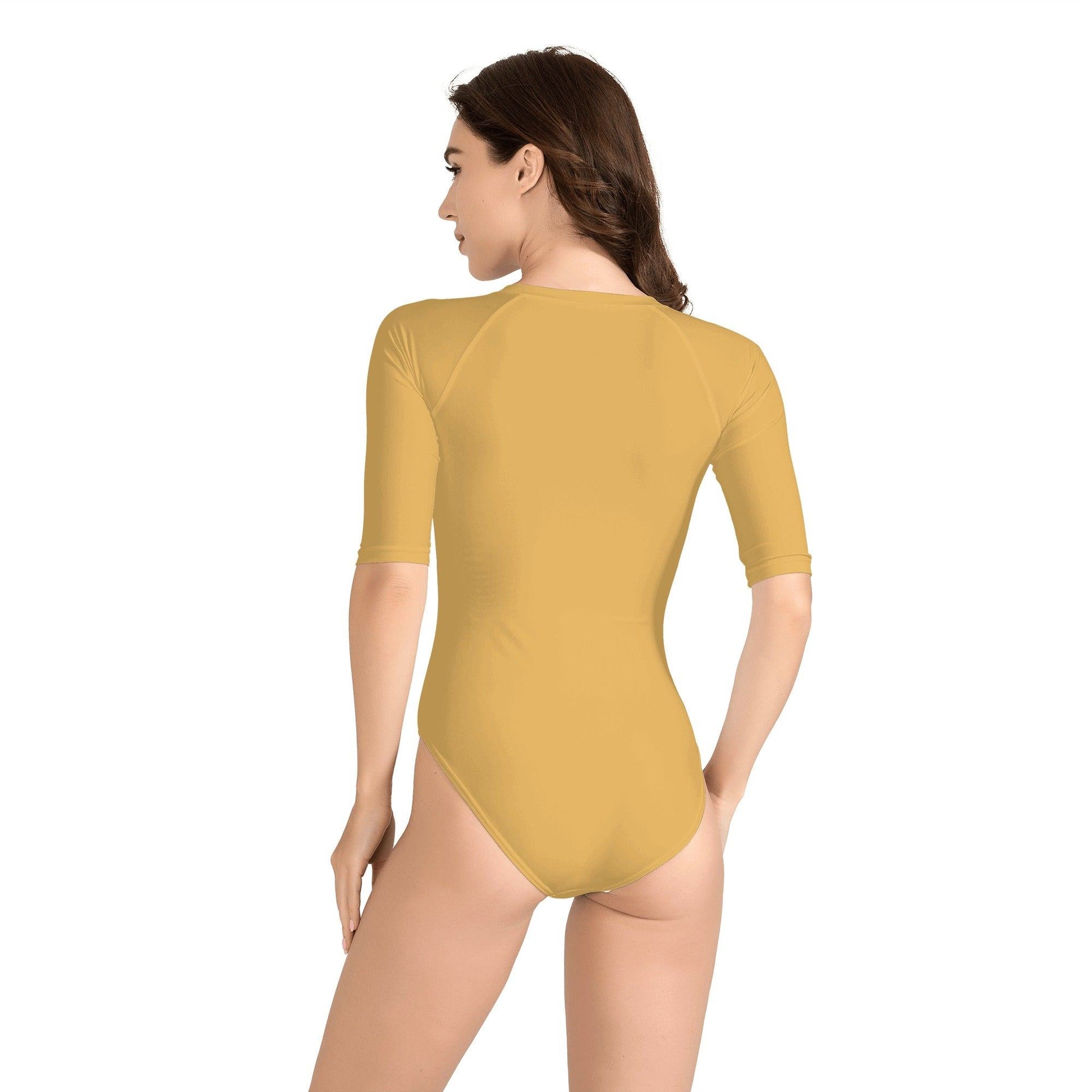 Einteiliger Harvest Gold Long Sleeve Badeanzug mit Frontreißverschluss -- Einteiliger Harvest Gold Long Sleeve Badeanzug mit Frontreißverschluss - undefined Long Sleeve Badeanzug | JLR Design