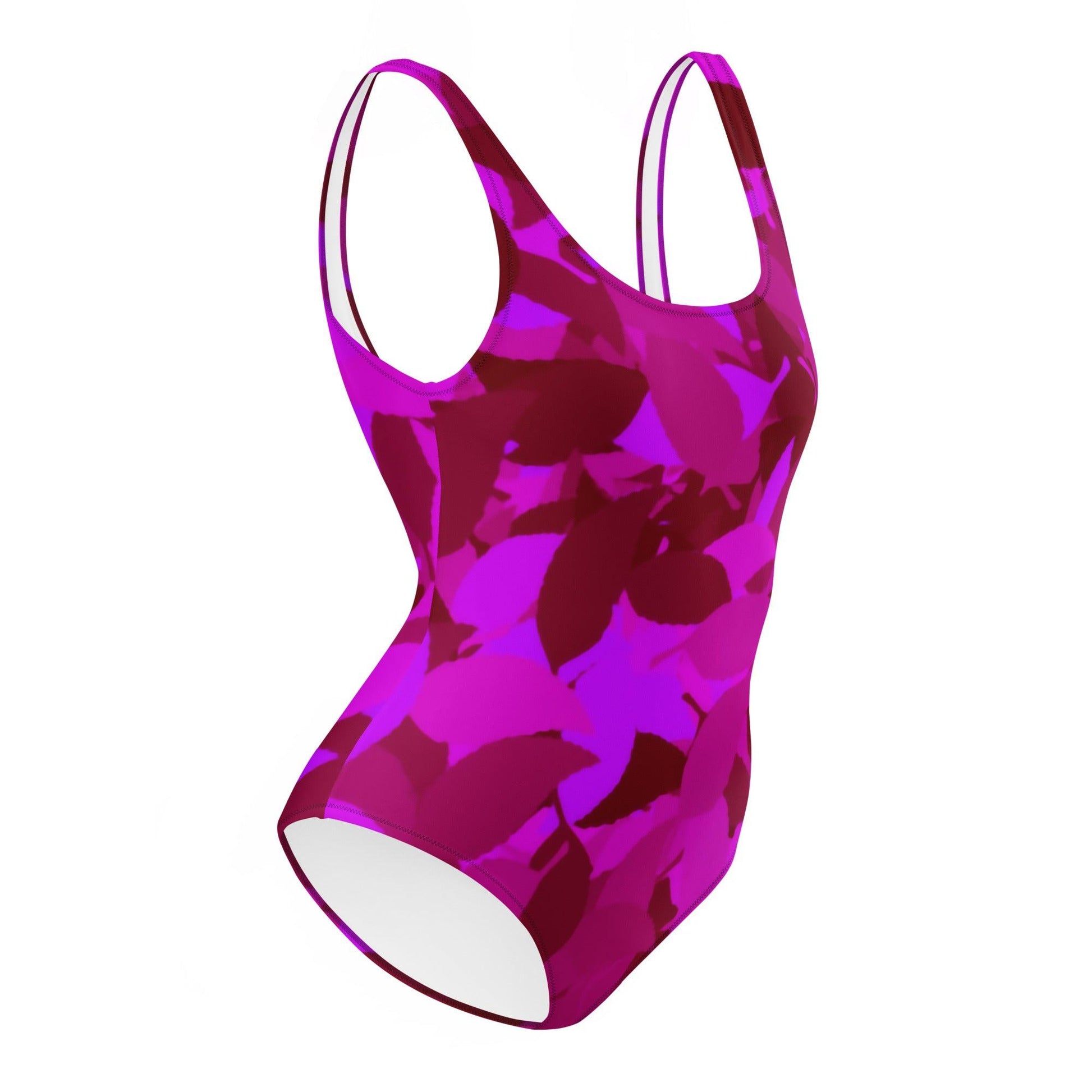 Einteiliger Pink Leaf Badeanzug mit Cheeky Passform Badeanzug JLR Design