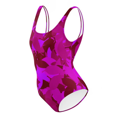 Einteiliger Pink Leaf Badeanzug mit Cheeky Passform Badeanzug JLR Design