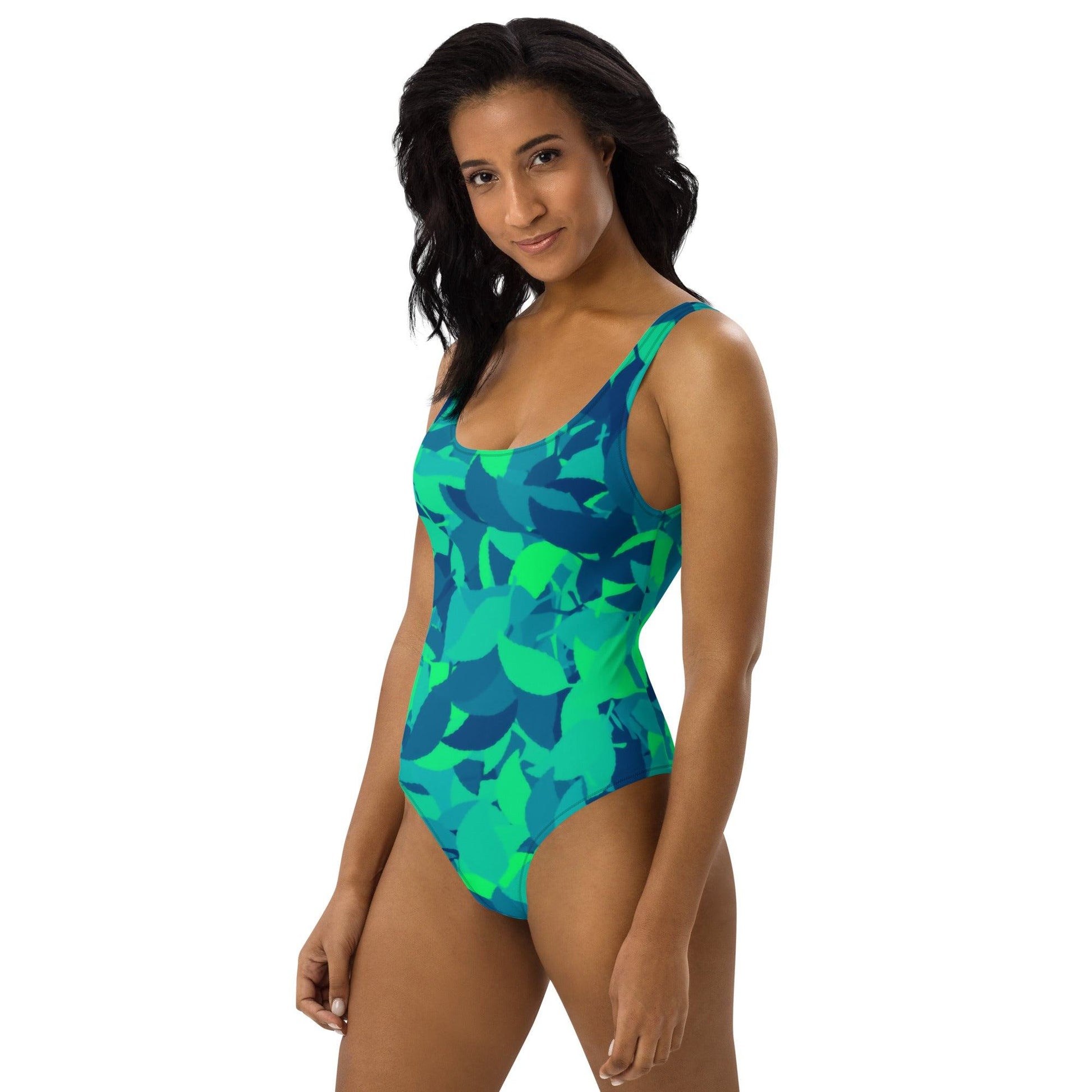 Einteiliger Turquoise Leaf Badeanzug mit Cheeky Passform Badeanzug 56.99 badeanzug, Damen, Leaf, Turquoise JLR Design