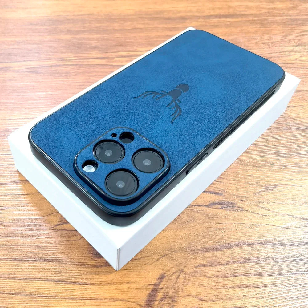 Elegante Lederhülle mit Hirschmotiv für iPhone 12 13 14 15 16 Mini/Plus/Pro/ProMax Handyhülle JLR Design