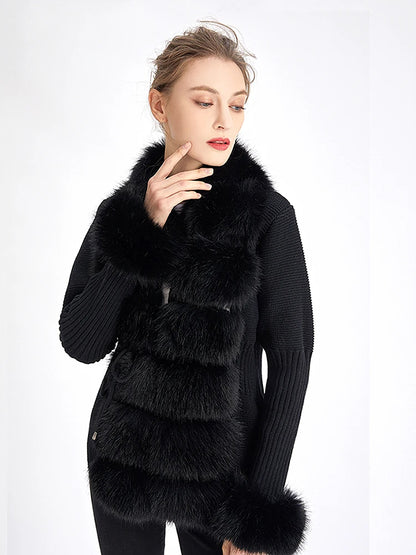 Eleganter Damen-Kunstfell-Cardigan – Flauschiger Strickmantel mit Abnehmbarem Kragen für Herbst & Winter Cardigan 89.99 Cardigan, Damen, Faux, Fur JLR Design