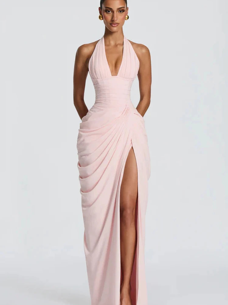 elegantes-maxikleid-mit-schlitz-ruckenfrei-tailliert-sommer-abendmode-kleid-jlr-design-32 - JLR Design