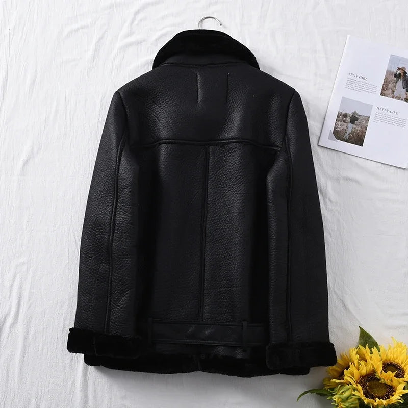 Faux Fur Fashion Biker Mantel Streetwear Jacke JLR Design