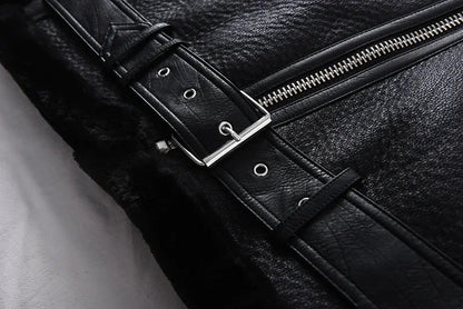 Faux Fur Fashion Biker Mantel Streetwear Jacke JLR Design