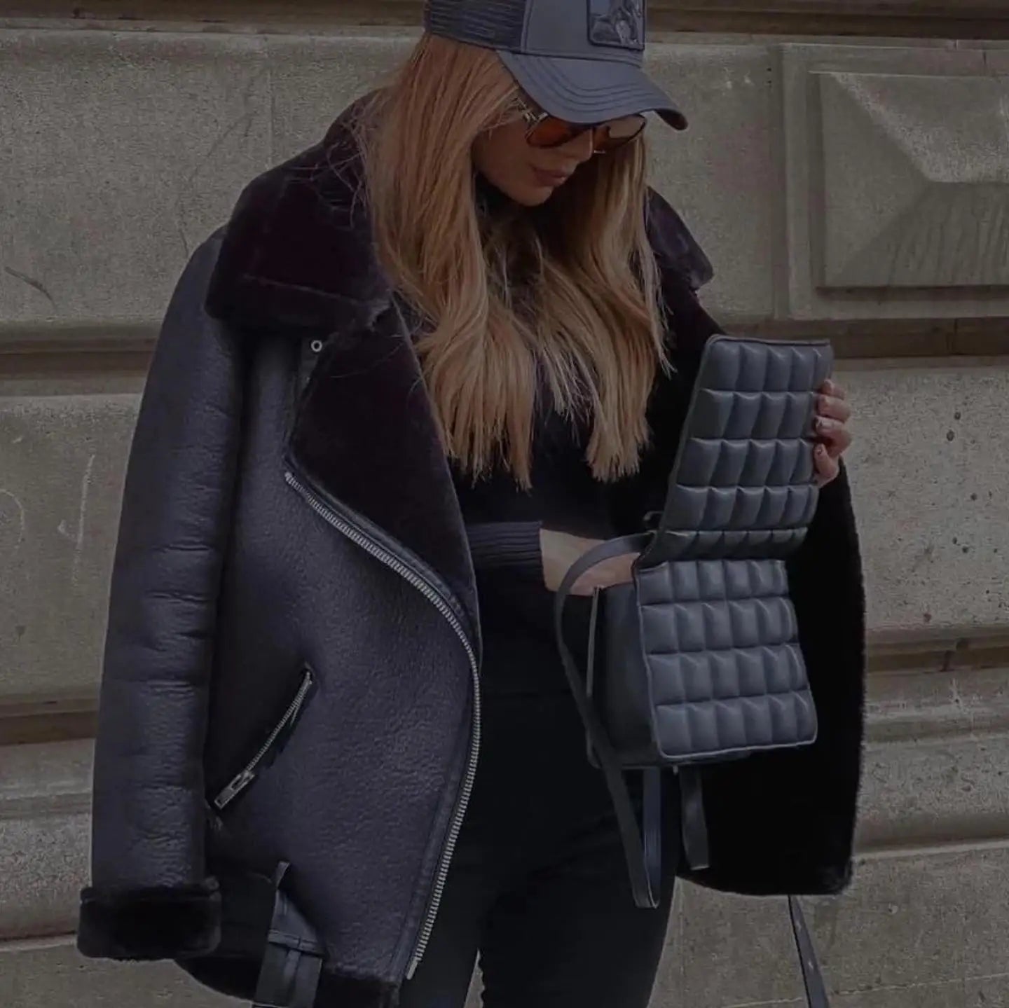 Faux Fur Fashion Biker Mantel Streetwear Jacke JLR Design