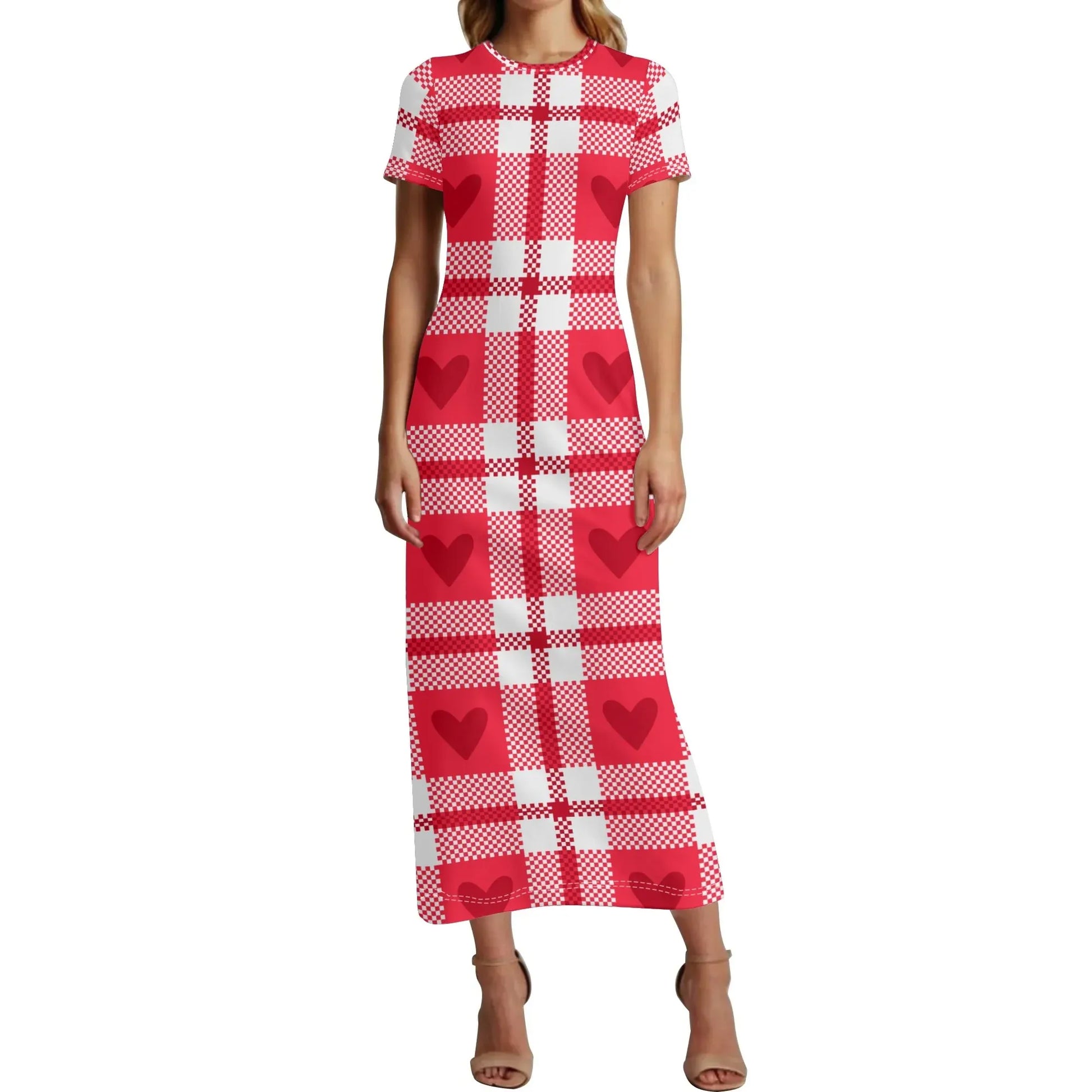 flanell-heart-short-sleeve-long-dress-long-dress-jlr-design-99975 - JLR Design