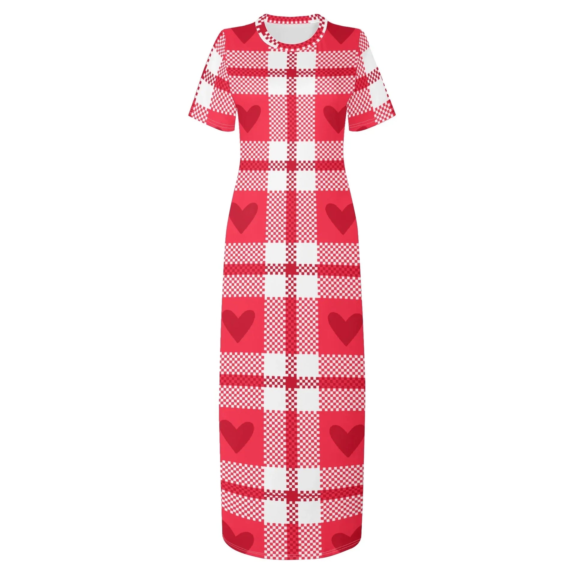 flanell-heart-short-sleeve-long-dress-long-dress-jlr-design-64816 - JLR Design