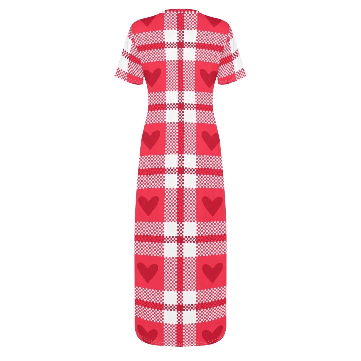 flanell-heart-short-sleeve-long-dress-long-dress-jlr-design-97903 - JLR Design