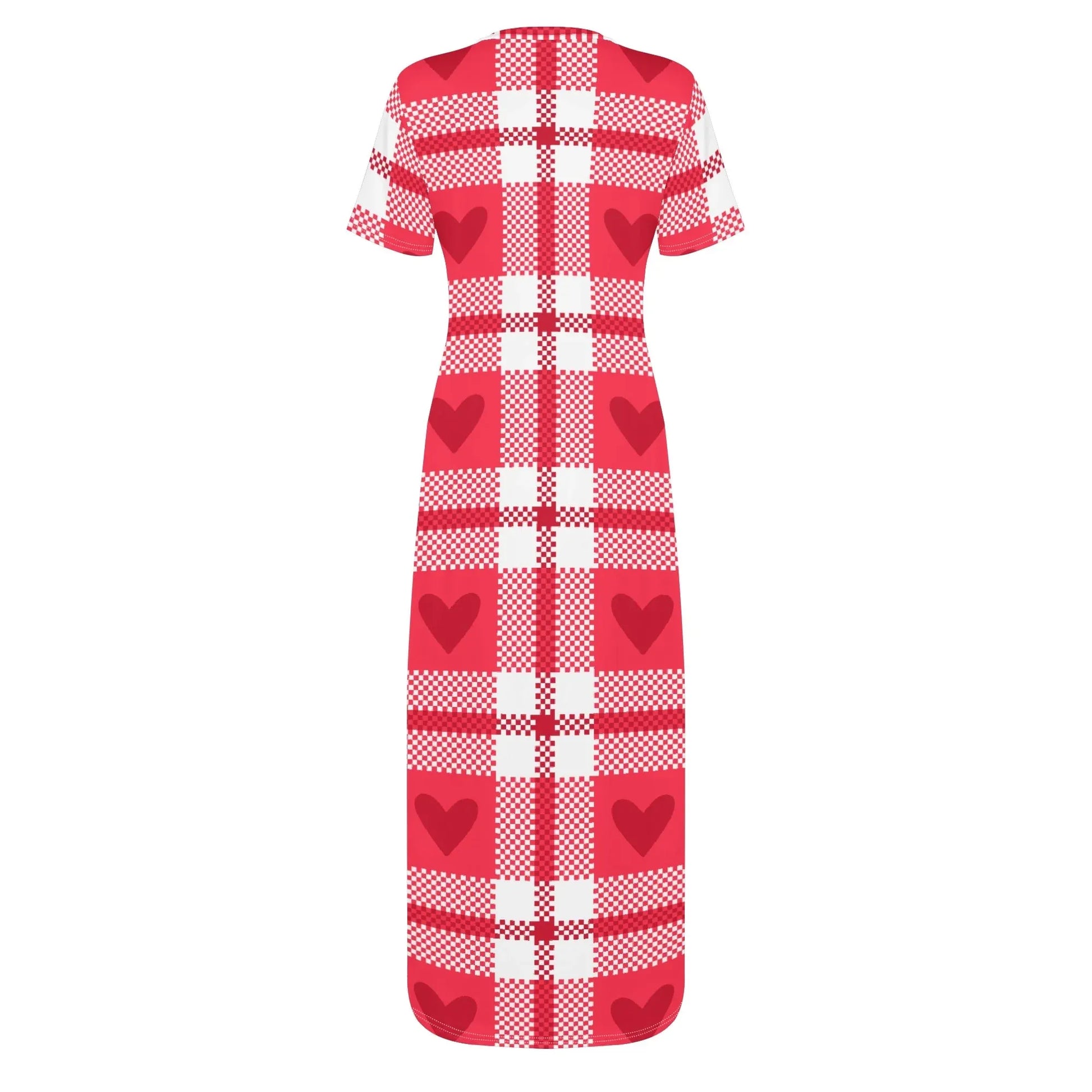 flanell-heart-short-sleeve-long-dress-long-dress-jlr-design-97903 - JLR Design