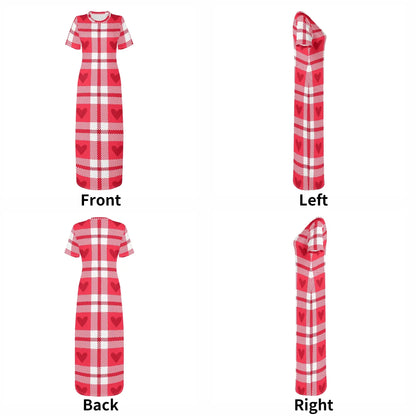 flanell-heart-short-sleeve-long-dress-long-dress-jlr-design-60767 - JLR Design