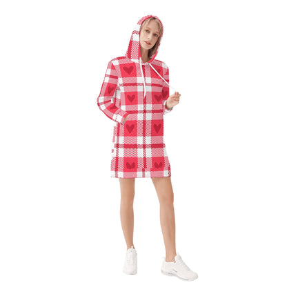Flanell Hearts Velvet Hoodie Dress Hoodiekleid JLR Design