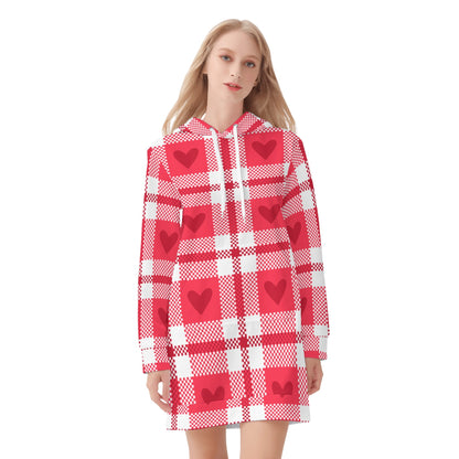 Flanell Hearts Velvet Hoodie Dress Hoodiekleid JLR Design