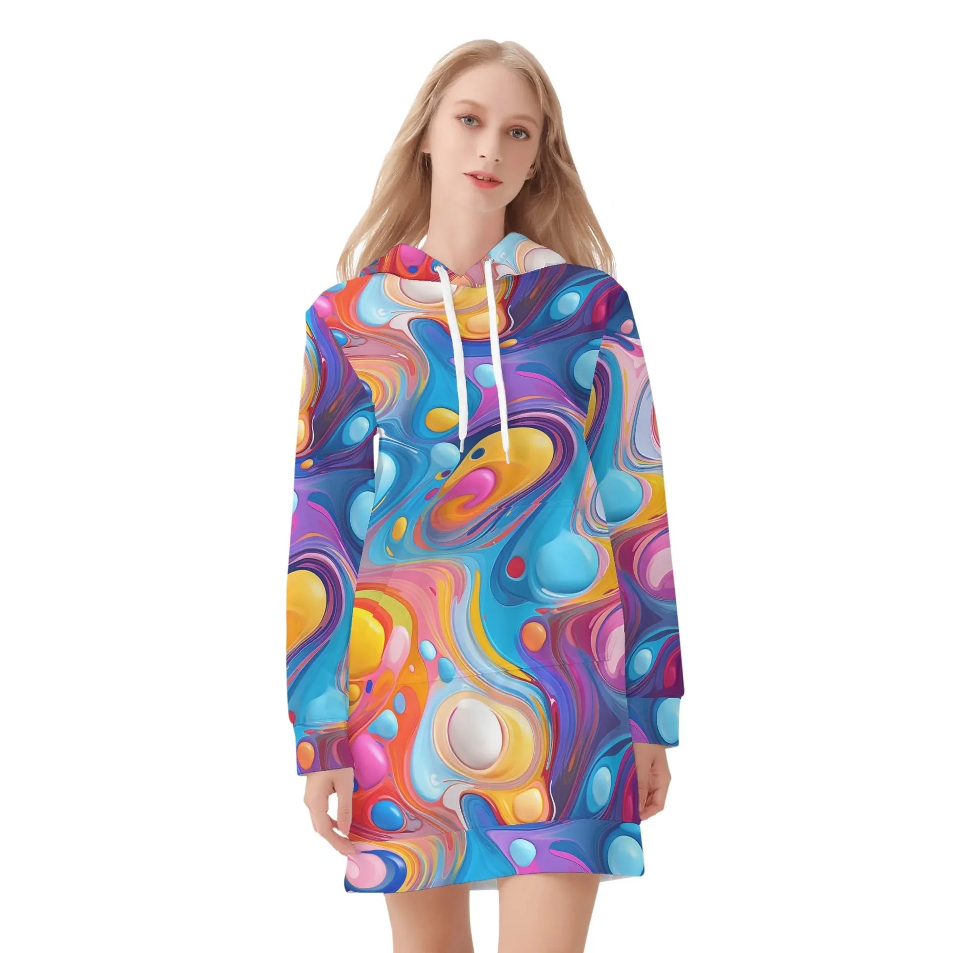 fluid-colors-velvet-hoodie-dress-hoodiekleid-jlr-design-43570 - JLR Design