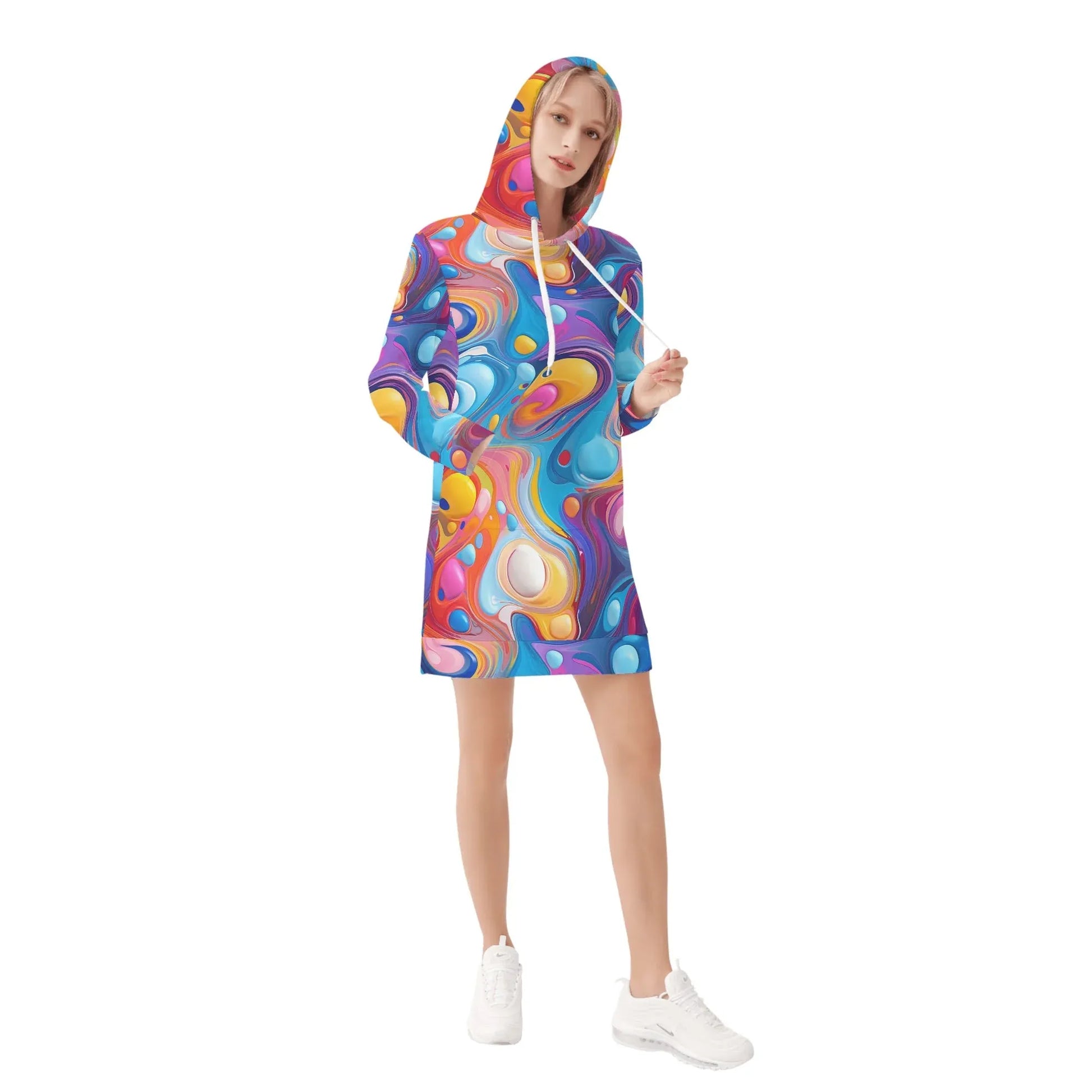 fluid-colors-velvet-hoodie-dress-hoodiekleid-jlr-design-30032 - JLR Design