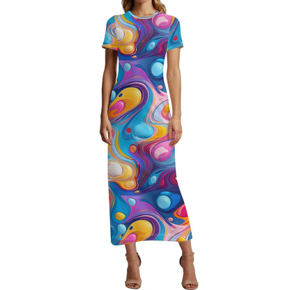 fluid-colors-short-sleeve-long-dress-long-dress-jlr-design-99350 - JLR Design