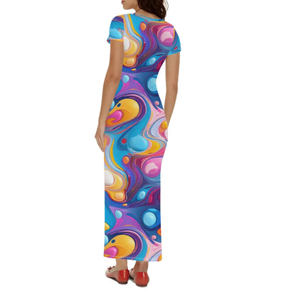 fluid-colors-short-sleeve-long-dress-long-dress-jlr-design-66816 - JLR Design
