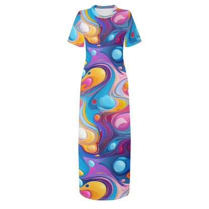 fluid-colors-short-sleeve-long-dress-long-dress-jlr-design-61144 - JLR Design