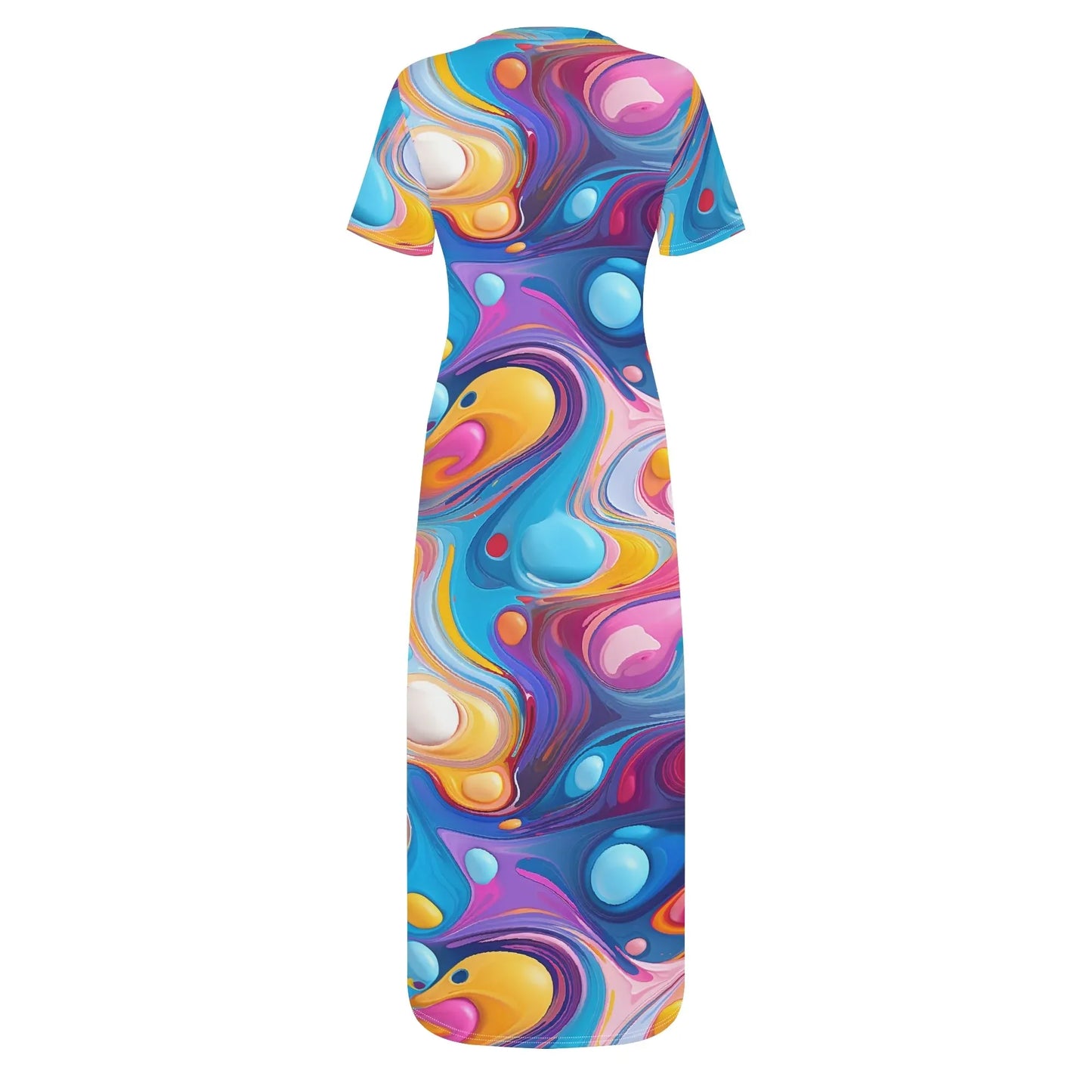 fluid-colors-short-sleeve-long-dress-long-dress-jlr-design-42985 - JLR Design