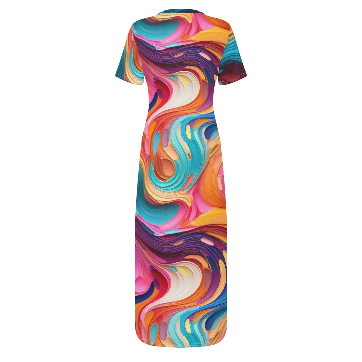 fluid-colours-camouflage-short-sleeve-long-dress-long-dress-jlr-design-37160 - JLR Design