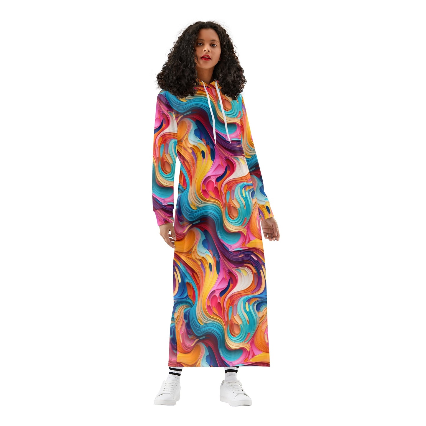Flüssige Farben bequemes leichtes Hoodie Kleid Hoodiekleid JLR Design