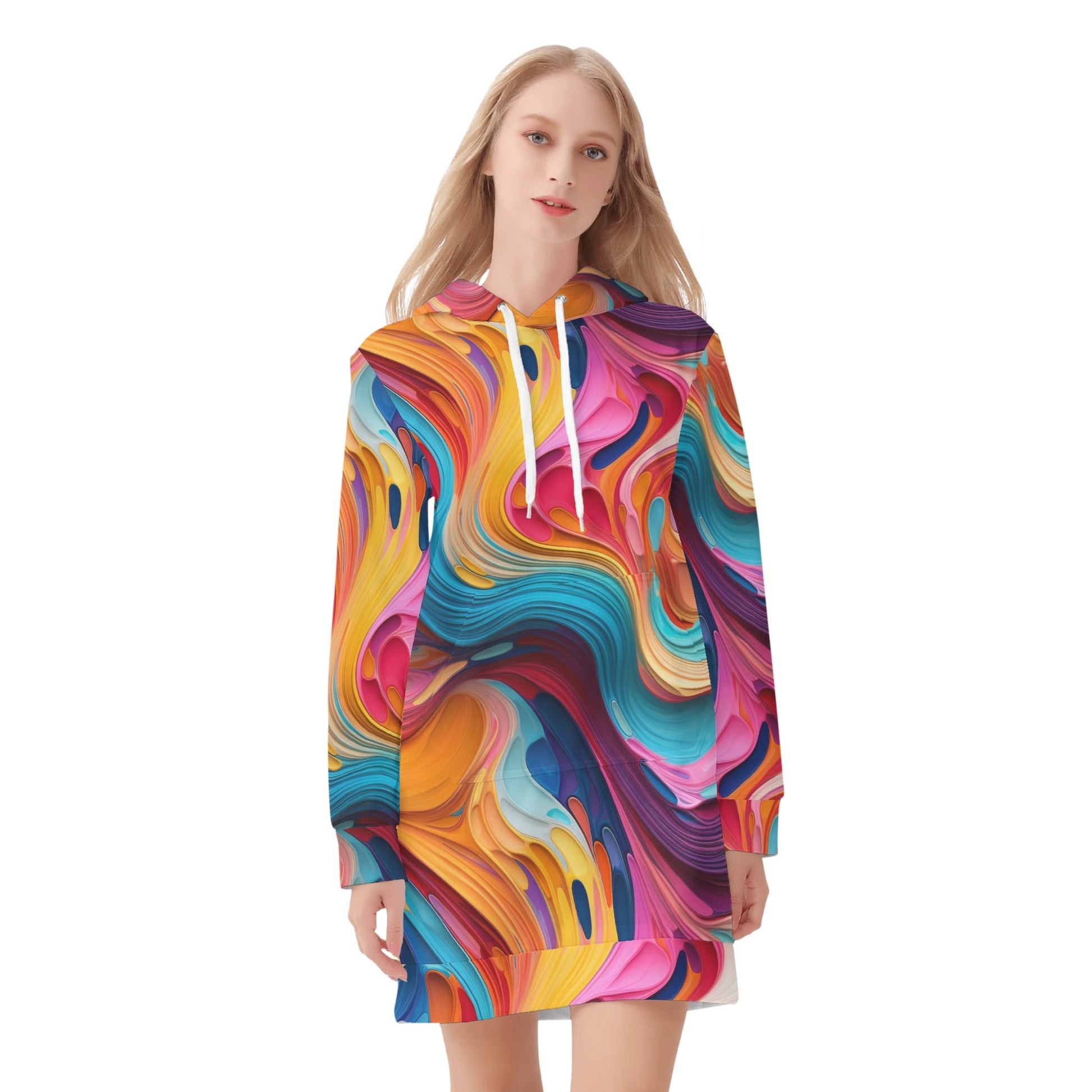Flüssige Farben Velvet Hoodie Dress Hoodiekleid JLR Design