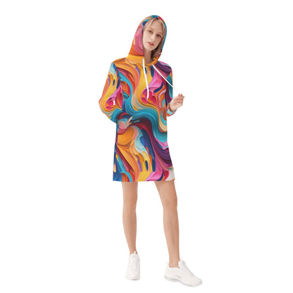 Flüssige Farben Velvet Hoodie Dress Hoodiekleid JLR Design