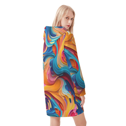 Flüssige Farben Velvet Hoodie Dress Hoodiekleid JLR Design