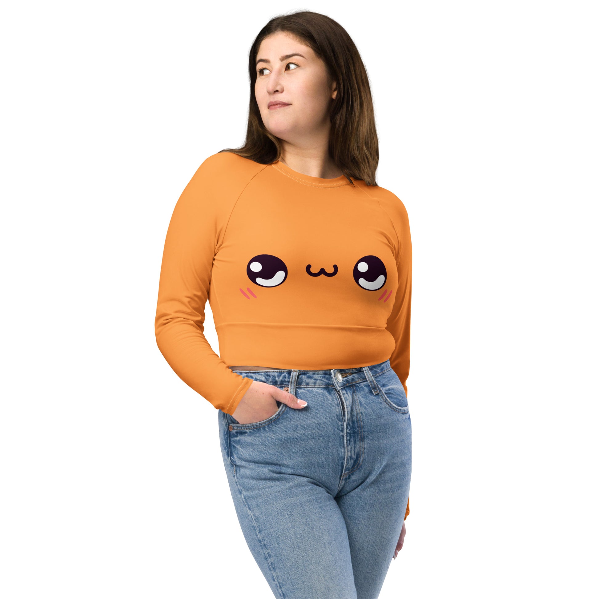 Fröhliches Kawaii Long Sleeve Crop Top JLR Design