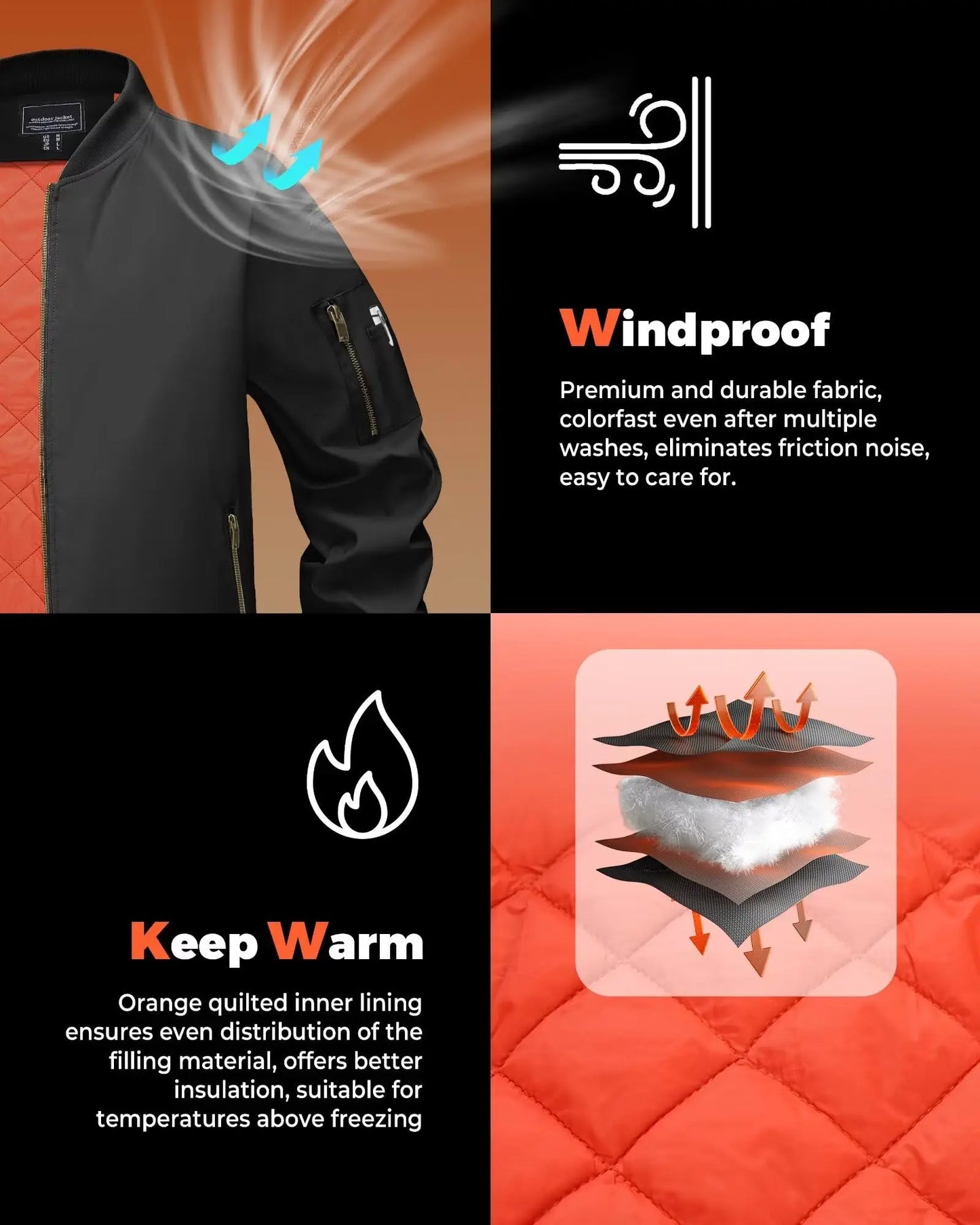 Gefütterte Herren-Bomberjacke – Klassischer Retro-Stil für kalte Tage Bomberjacke JLR Design