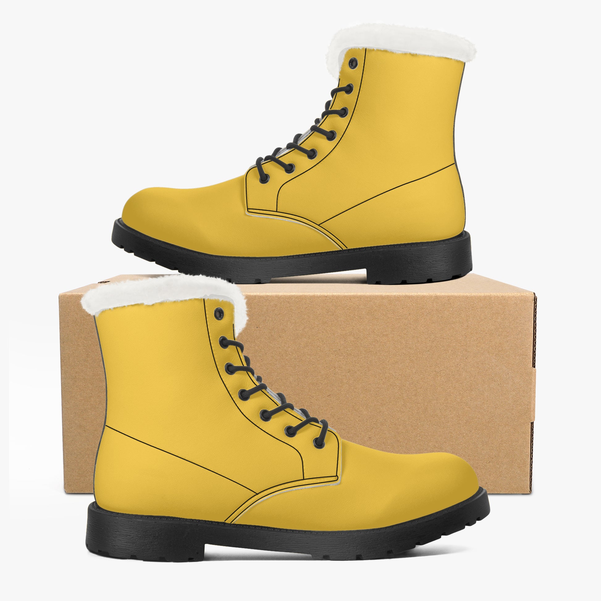 Gelbe Faux Fur Leder Boots Boots JLR Design