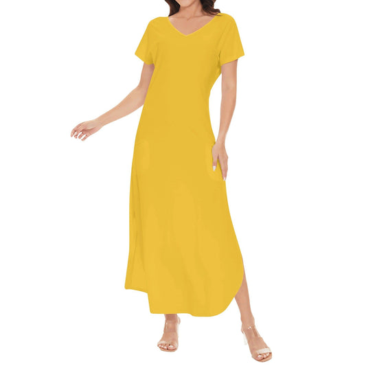 Gelbe kurzärmliges drapiertes Kleid drapiertes Kleid 54.99 drapiert, gelb, kleid, kurzärmlig JLR Design