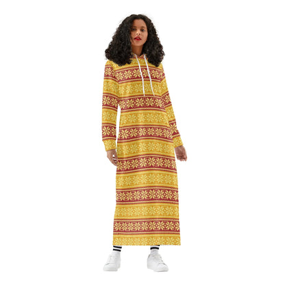 gelbes-strickmuster-schneeflocke-bequemes-leichtes-hoodie-kleid-hoodiekleid-jlr-design-16653 - JLR Design